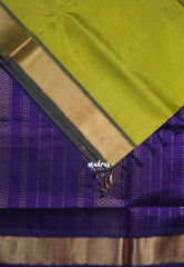 Mehndi Green - Meenakshi - Light Weight Pure Silk Cotton Saree Plain with Getti Border Contrast Pallu and Blouse - Perfect for Wedding Functions