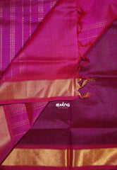Bottle Green - Meenakshi - Light Weight Pure Silk Cotton Saree Plain with Getti Border Contrast Pallu and Blouse - Perfect for Wedding Functions