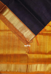 Dark Chocolate Brown - Meenakshi - Light Weight Pure Silk Cotton Saree Plain with Getti Border Contrast Pallu and Blouse - Perfect for Wedding Functions