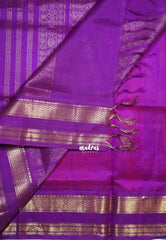 Dual Shade Bright Pink - Meenakshi - Light Weight Pure Silk Cotton Saree Traditional Border with Buttas Contrast Pallu and Blouse - Perfect for Wedding Functions