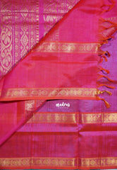 Dual Shade Ananda Blue - Meenakshi - Light Weight Pure Silk Cotton Saree with Rettapet Rudraksham Border and Buttas - Perfect for Wedding Functions