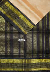 Powder Peach - Meenakshi - Light Weight Pure Silk Cotton Saree with Yaanai, Mayil Border Contrast Pallu and Blouse - Perfect for Wedding Functions