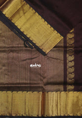 Coffee Brown - Meenakshi - Light Weight Pure Silk Cotton Plain Saree with Mango and Getti Border with Grand pallu - Perfect for Wedding Functions