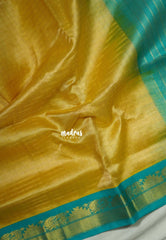 Golden Sandal - Meenakshi - Light Weight Pure Silk Cotton Saree Zari Checks Weaving with Temple, Mayil Border Contrast Pallu and Blouse - Perfect for Wedding Functions
