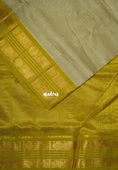 Ivory Sandal - Meenakshi - Light Weight Pure Silk Cotton Saree Zari Checks Weaving Rettapet Annam Border Contrast Pallu and Blouse - Perfect for Wedding Functions