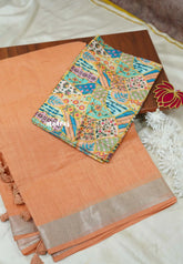 Mia - Soft linen cotton with tissue border and printed blouse - Orange