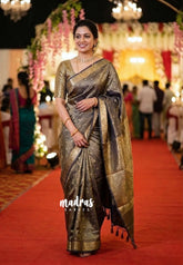 Golden Shade Midnight Blue - Thendral - Kanchi tissue silk Saree with Rich Pallu and Blouse - Perfect for Wedding Functions