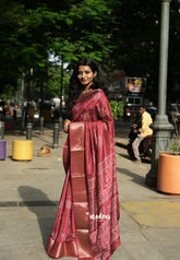 Maroon - Light weight Vasundra printed silk