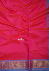 Dual Shade Raspberry Candy Pink - Mookuthi Amman Silk Cotton Vaira Oosi Weavig with Rudraksham Border Contrast Pallu and Blouse - Perfect for Wedding Functions