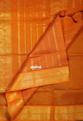Dual Shade Olive Green - Mookuthi Amman Silk Cotton Vaira Oosi Weavig with Rudraksham Border Contrast Pallu and Blouse - Perfect for Wedding Functions