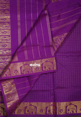 Vintage Green - Mookuthi Amman Silk Cotton Checks with Laksha Deepam Yaanai Border Contrast Pallu and Blouse - Perfect for Wedding Functions