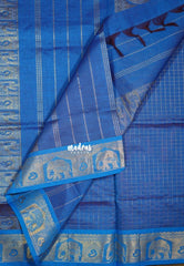 Brick Orange - Mookuthi Amman Silk Cotton Checks with Laksha Deepam Yaanai Border Contrast Pallu and Blouse - Perfect for Wedding Functions