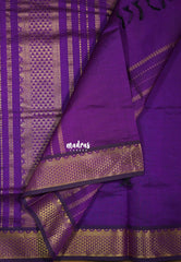 Peacock Blue - Mookuthi Amman Plain Silk Cotton with Traditional Gadwal Border Contrast Pallu and Blouse - Perfect for Wedding Functions