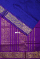MS Amma Blue - Mookuthi Amman Plain Silk Cotton with Traditional Border Contrast Pallu and Blouse - Perfect for Wedding Functions