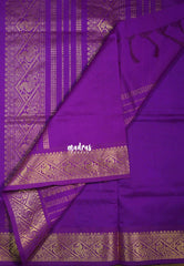 MS Amma Blue - Mookuthi Amman Plain Silk Cotton with Traditional Border Contrast Pallu and Blouse - Perfect for Wedding Functions