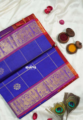 MS Amma Blue - Mookuthi Amman Silk Cotton kattam with Annam and malar buttas - Best for Wedding Functions