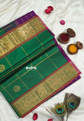 Classic Green - Mookuthi Amman Silk Cotton kattam with Annam and malar buttas - Best for Wedding Functions