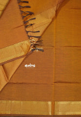 Coffee Brown - Mookuthi Amman Silk Cotton Kolam and Mango zari lines Buttas and Multi Buttas Border - Best for Wedding Functions