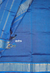 Reddish Maroon - Mookuthi Amman silk cotton muthukattam with mayil, yanai zari border - Best for Wedding Functions