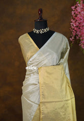 MoonSun Blend - Kushboo half and half gold and silver tissue silk Saree - Best for Small Functions