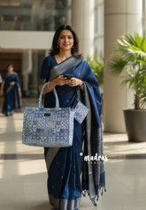 MS7 Quilted European-Style Laptop Bag – Blue Tile Print