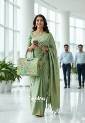 MS7 Quilted European-Style Laptop Bag – Botanical Green