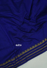 MS Amma Blue - Vintage Gadwal Silk Cotton Plain Body Multi Chain Border - Best for Small Functions