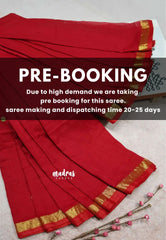 (PRE-BOOKING) Chilli Red - Soft Mul Cotton Saree with Gini work