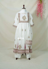 Ivory White – Aavani - Mul Cotton Ready-Made Anarkali 3pcs set for Women – Perfect for Office & Everyday Wear