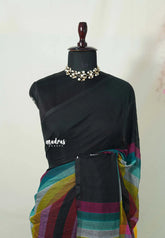 Black - Soft Mul cotton rainbow checks ( NO blouse )