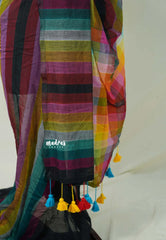 Black - Soft Mul cotton rainbow checks ( NO blouse )