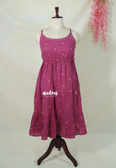 Mauve Pink – Aavani - Mul Cotton Ready-Made Tank Sleeve Ruffle Dress for Women – Perfect for Office & Everyday Wear