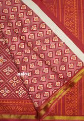 Soft Muslin cotton patola prints with tissue border - crimson red