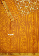 Soft Muslin cotton patola prints with tissue border - Mustard yellow