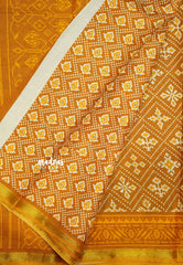 Soft Muslin cotton patola prints with tissue border - Mustard yellow