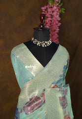 Seaform Green - Muslin Silk with Full Flower Weaving - Perfect for Festive Wear