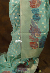 Seaform Green - Muslin Silk with Full Flower Weaving - Perfect for Festive Wear