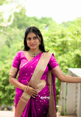 Fuchsia Pink - Narayani - Organza silk with Zari Border