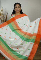 August 15 Special TRI COLOR NATIONAL FLAG Tassel khadi saree (Reversible) - Madras Sarees