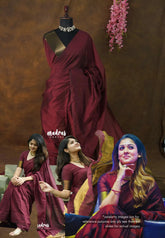 Maroon - Nayanthara award saree Tissue zari pallu with gold border blouse - Shilpa saree