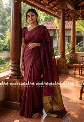 Maroon - Nayanthara award saree Tissue zari pallu with gold border blouse - Shilpa saree