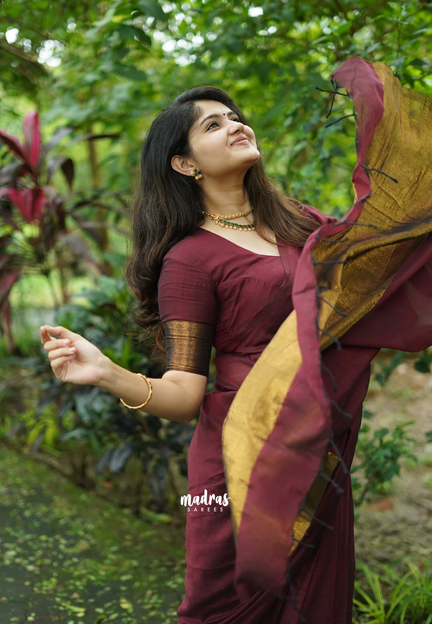 Nayanthara award saree Tissue zari pallu Maroon - Shilpa saree - Madras Sarees