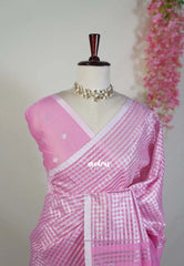 Pink & Silver - Nayanthara inspired Saree Banarasi Tissue silk - Perfect for Night Functions