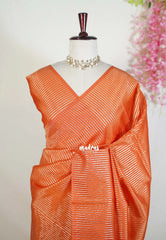 Rust Orange - Nayanthara inspired Saree Banarasi Tissue silk - Perfect for Night Functions