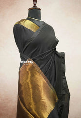 Black - Nayanthara Mookuthi Amman inspired Tissue zari pallu with gold border blouse