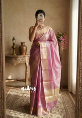 Dual Shade Lilac Pink and Gold - Nayanthara inspired Saree Banarasi Tissue silk - Perfect for Night Functions