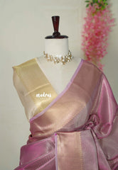 Dual Shade Lilac Pink and Gold - Nayanthara inspired Saree Banarasi Tissue silk - Perfect for Night Functions