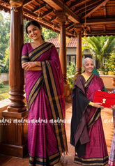 Beet Pink - Smt Nirmala sitharaman inspired Karthigai silk cotton Big Muthu Kattam Checks with Thread Weaving Rettapeta Border