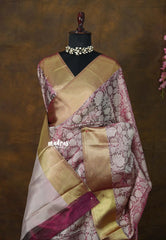Beet pink - Ahaana - Nita Ambani inspired semi silk with floral emboss weaving body - Perfect for Reception