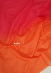 (PRE-BOOKING) Strawberry Orange Popsicle - Linen Cotton Saree with Gradient Ombre tone with Stripes Pallu and Blouse - Perfect for Office Wear | Summer wear | Casual Wear